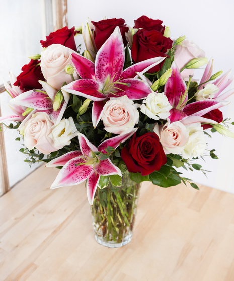 Red Rose and Lily Bouquet