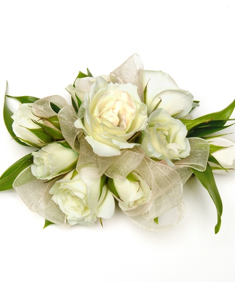 White Spray Rose Boutonniere With Silver Ribbon in NOVATO, CA